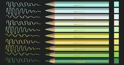 Set of colored pencils with dynamic stroke Stock Illustration