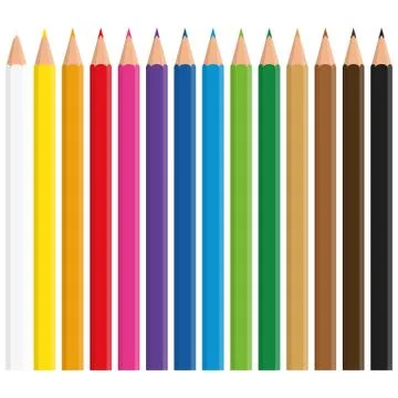 Set of colored pencils isolated on white background. Cartoon style. Vector il Stock Illustration