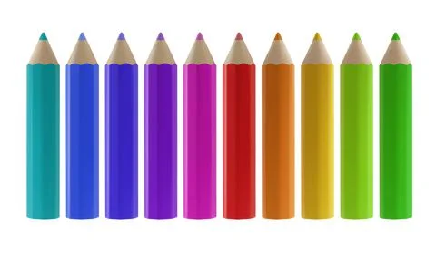 A set of colored pencils in a modern 3D style Stock Illustration