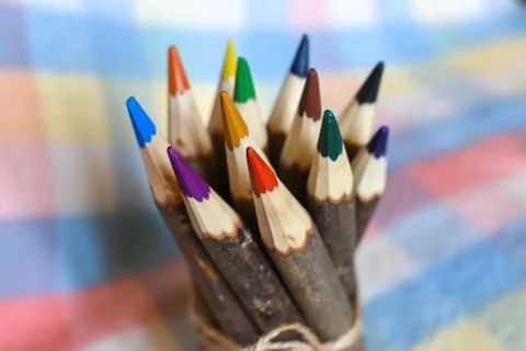 Set of colored pencils Stock Photos