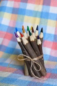Set of colored pencils Stock Photos