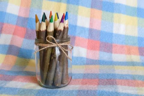 Set of colored pencils Stock Photos