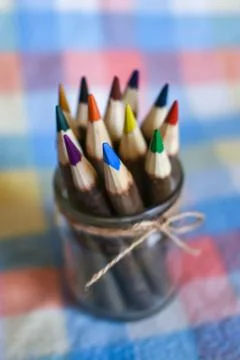 Set of colored pencils Stock Photos