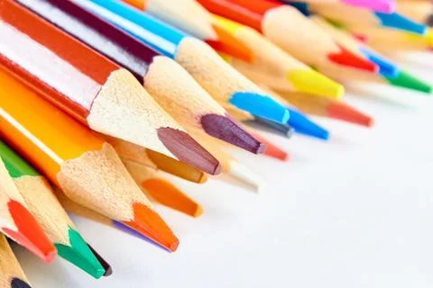 A set of colored pencils Stockfoto's