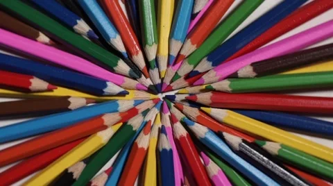 A Set of Colored Pencils Rotates. Macro Close-Up Video stock 66763583