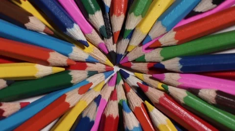 A Set of Colored Pencils Rotates. Macro Close-Up Video stock 66763716
