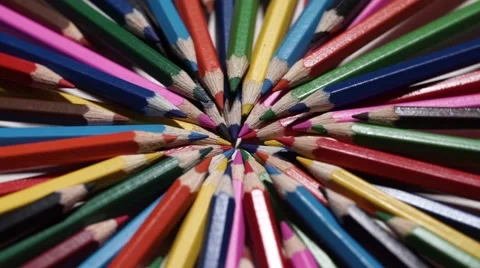 A Set of Colored Pencils Rotates. Macro Close-Up Video stock 66763827