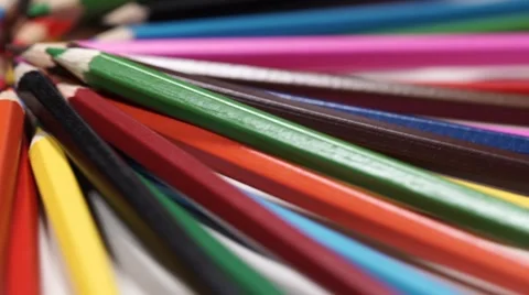 A Set of Colored Pencils Rotates. Macro Close-Up Video stock 66764069
