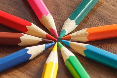 Set of colored pencils in the star shape 스톡 사진