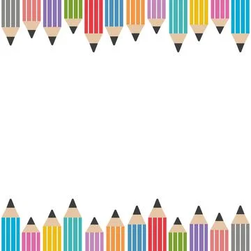 A set of colored pencils with a text frame, color vector isolated illustration Stock Illustration