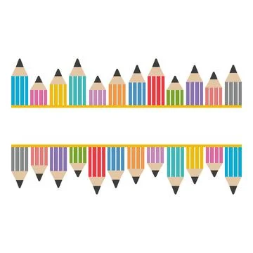 A set of colored pencils with a text frame, color vector isolated illustration Stock Illustration
