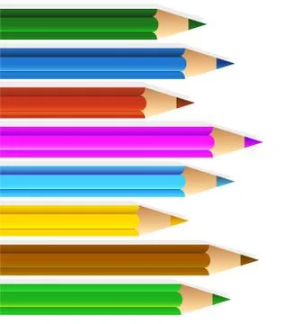 Set of colored pencils on white background Illustrazione stock