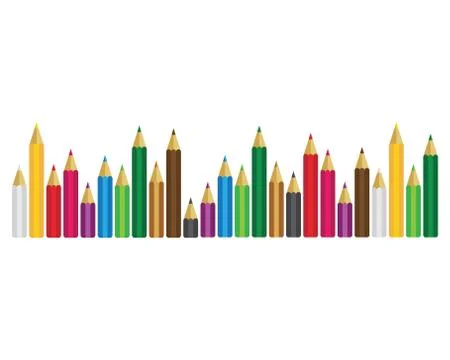 Set of colored pencils on white background Stock Illustration