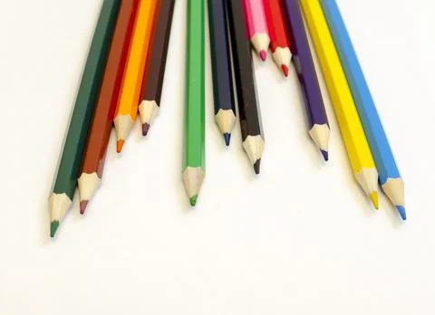 Set of colored pencils on a white background Stock Photos