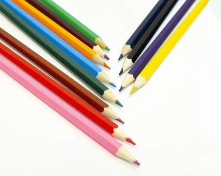 Set of colored pencils on a white background Stock Photos