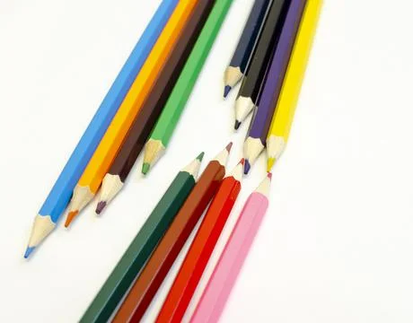 Set of colored pencils on a white background Stock Photos