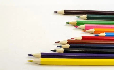 Set of colored pencils on a white background Stock Photos