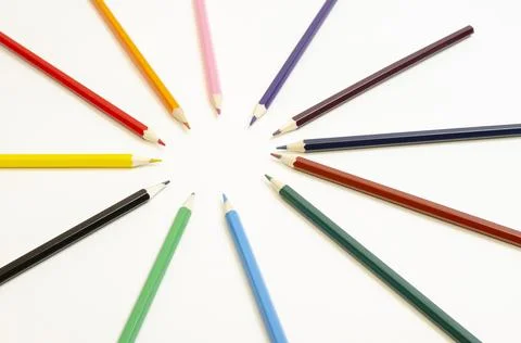 Set of colored pencils on a white background Stock Photos