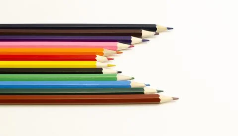 Set of colored pencils on a white background Stock Photos