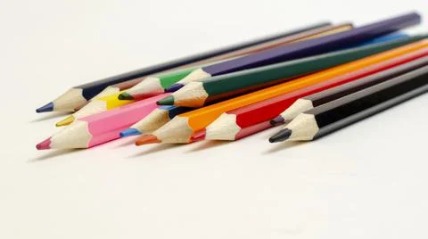 Set of colored pencils on a white background Stock Photos