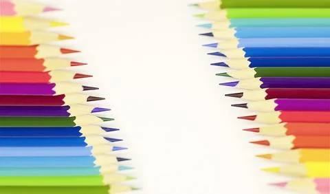 Set of colored pencils on a white background for drawing Stock Photos