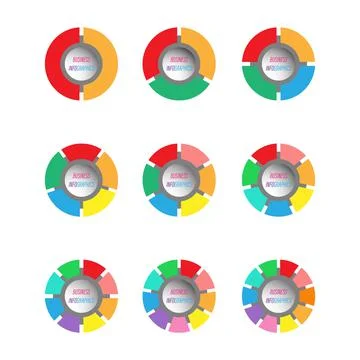 Set of colored pie charts for the user interface. A circular graph with steps Stock Illustration