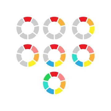 Set of colored pie charts for the user interface. A circular graph with steps 스톡 일러스트