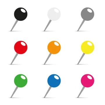 Set of colored pins for office Stock Illustration