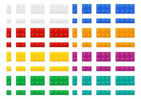 Set of colored plastic constructor top view vector illustration Stock Illustration