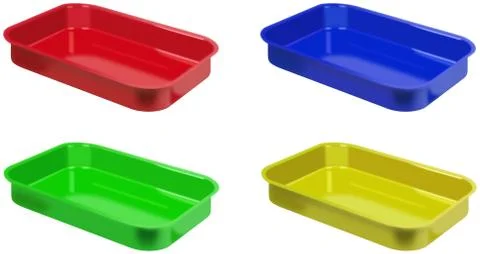 Set of colored plastic trays Illustrazione stock