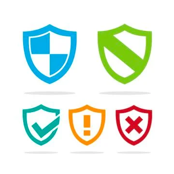 Set of colored protection shield icons on a white background Stock Illustration