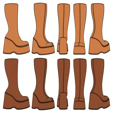 Set of colored retro platform boots Иллюстрация