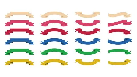 Set of colored ribbons in different shapes and sizes. Vector illustration. Stock Illustration