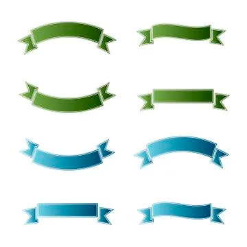 Set of colored ribbons green blue Illustrazione stock