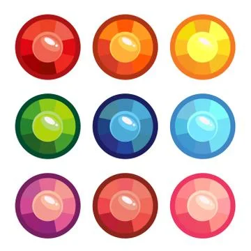A set of colored round gems Stock Illustration