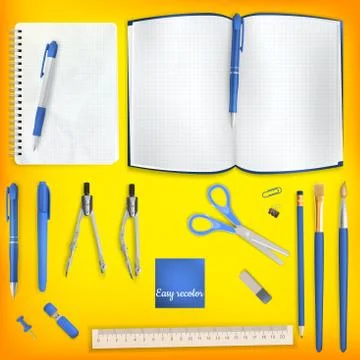 Set of Colored school supplies background. EPS 10 Stock Illustration