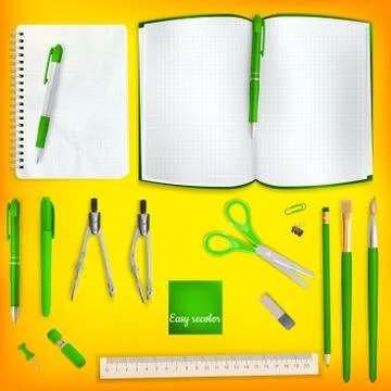 Set of Colored school supplies background. EPS 10 스톡 일러스트
