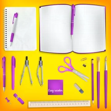 Set of Colored school supplies background. EPS 10 库存插图