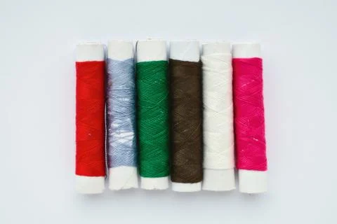 Set of colored sewing threads Stock Photos