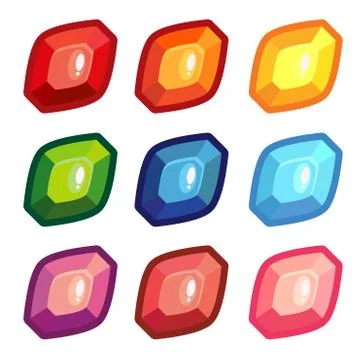 A set of colored sheet shape gems Illustrazione stock
