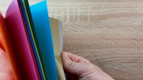 Set of colored sheets, colored paper for crafts, creativity. Stock Footage 277665095