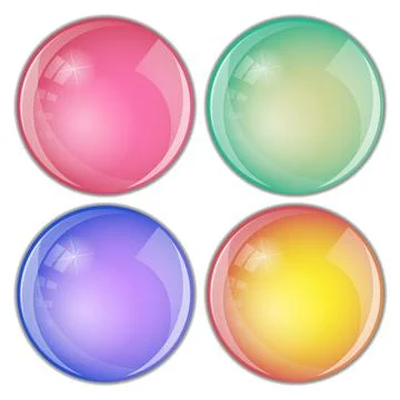 Set of colored shiny and glossy three-dimensional buttons 스톡 일러스트