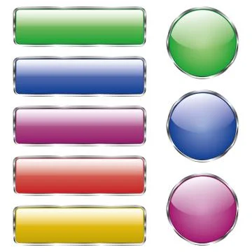 Set of colored shiny web glass button with reflection 스톡 일러스트