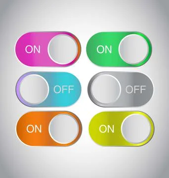 Set of Colored Slider Buttons Toggle 3D. 3D Toggle In Various Colors Stock Illustration