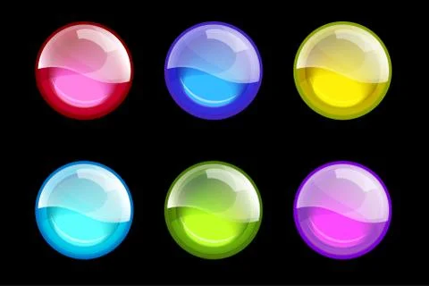 Set of colored spheres. Glass vector buttons. Glossy spheres Stock Illustration