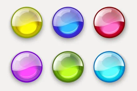 Set of colored spheres. Glass vector buttons. Glossy spheres Stock Illustration