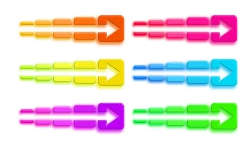 Set of colored squares with arrow Stock Illustration