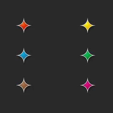 Set of colored stars for the interface on a dark background. Stock Illustration