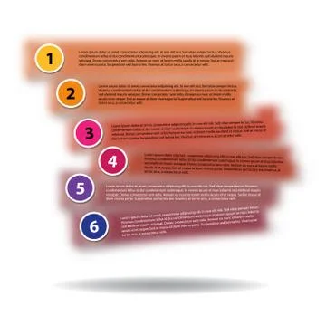 Set of colored stripes progress steps for tutorial on blurred ba Stock Illustration