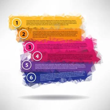 Set of colored stripes progress steps for tutorial on the polygo Illustrazione stock